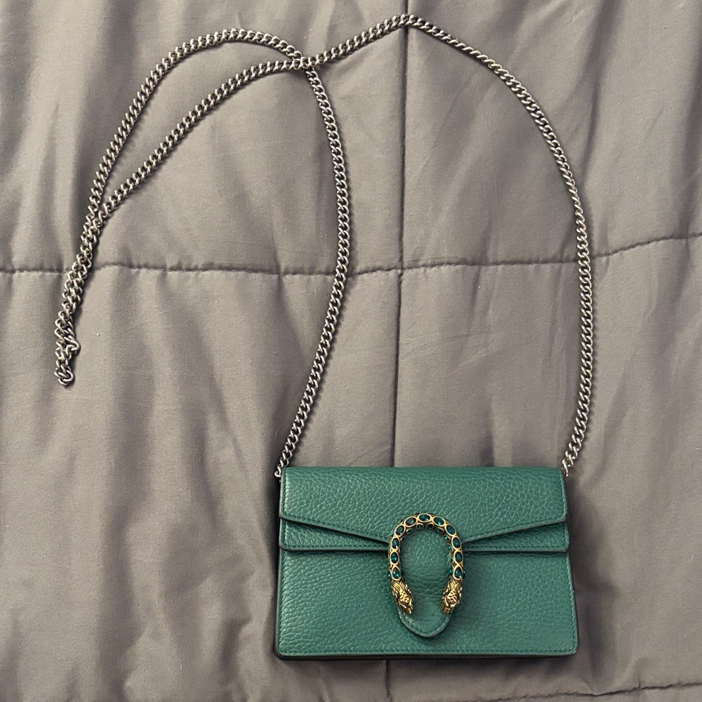 💚 Gucci Emerald Green Mini Leather Dionysus Crossbody Bag (Rare)